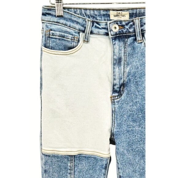 SKINNY FRIES DENIM Jeans Womens Jr Sz 9 Retro 80s 90s Color Block Streetwear NEW - Picture 4 of 10
